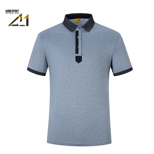 Aonesport T-shirt sportif pour homme en maille unie à manches courtes, séchage rapide, coupe classique, col contrastant, logo frontal, nylon polyester - Product Image 3