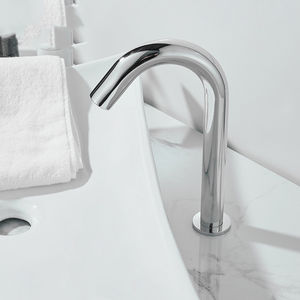 Robinet <span class=keywords><strong>de</strong></span> salle <span class=keywords><strong>de</strong></span> bain mural moderne à capteur automatique en alliage <span class=keywords><strong>de</strong></span> zinc chromé poli, sans contact, à arc élevé, mitigeur pour lavabo sur colonne - Product Image 4