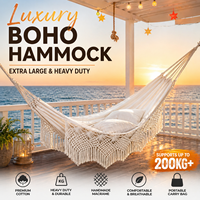 Hamac en coton bohème avec pompons, lit suspendu double, chaise balançoire de jardin extérieur avec sac de transport