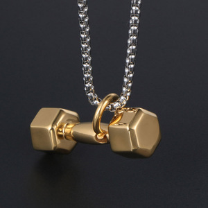 Stainless Steel <b>Dumbbell</b> Pendant Necklace Unisex Fitness Gift SP610 - Product Image 3