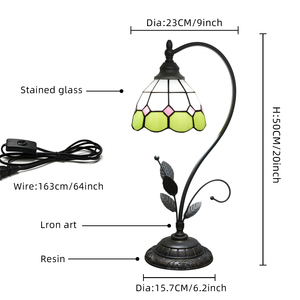   Đèn bàn Phong cách Địa Trung Hải Đèn kính màu Đế lá kim loại Đèn bàn đọc sách cổ điển cho quán cà phê quán bar - Product Image 6