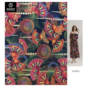 Chinesische Kleidung Kleid benutzer definierte Entladung Digitaldruck 100% Viskose Stoff weichen Rayon bedruckten Stoff Textil material bunt