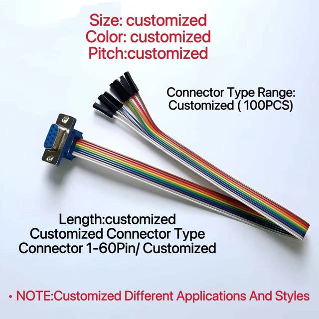 Customizable Tin Plated Copper RS232 Male Female Connector Serial Port DB9 15P DuPont 2.54 1P Data Cable for Electronic Machines