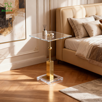 Salon Tables d'appoint transparentes décoration de la maison milieu du siècle luxe doré moderne acrylique Table basse carrée