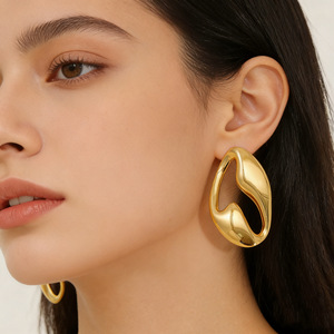 Zogxin Jellyfish Drop Earrings Gold Stainless Steel Geometric Party Fashion Jewelry - Product Image 2