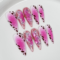 TSZS Faux ongles à presser faits main, motif fleur 3D, étoile de mer et coquillage, thème océan rêveur, qualité salon, forme stiletto longue, réutilisables, pour Spice Girl