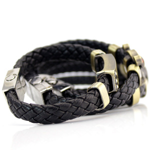 12 diseños Luffy Deacon Bleach <span class=keywords><strong>Uzumaki</strong></span> aleación hebilla magnética pulsera trenzada negro marrón cuero tejido pulsera para hombres mujeres - Product Image 4