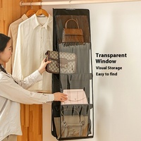 Organisateur de sacs à main suspendu pliable multi-couches à 6 poches, sac de rangement compressible anti-poussière en non-tissé pour salon, armoire et placard
