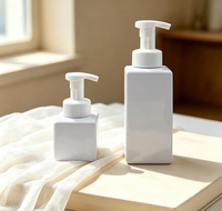 Vente en gros de flacons pompe à mousse carrés en PET transparent ambré de 250 ml, 450 ml, 650 ml, distributeur de lotion, pompe en plastique pour flacon cosmétique