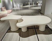 JS J8006 furnitur meja HDF baru, meja kopi bentuk awan ruang tamu putih Pusat Modular harga murah
