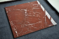 600x600mm Appartement Hall Salon Résistant À L'eau Poli Carrelage En Porcelaine Émaillée Aspect Marbre Rouge Carreaux De Sol En Céramique