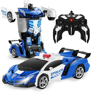 Robot de voiture, voiture télécommandée Robot indépendant déformation voiture RC jouet avec Transformation à un bouton et dérive à 360 vitesses