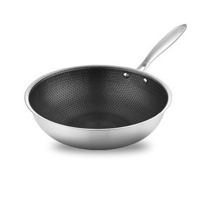 Wok antiadhésif en acier inoxydable 410, 32 cm, pour cuisinières à induction et à gaz, cuisine domestique - Product Image 5