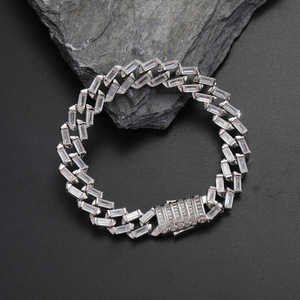 Hip Hop Zircon 12mm Rhombus Cuban <b>Bracelet</b>, Personalized Versatile Trend Men's Jewelry Tanjing Fashion Lijing Necklace - Product Image 3