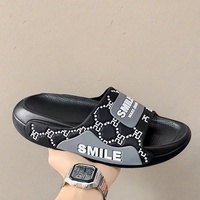 Sandales à Enfiler Luxe Noires en PVC pour Homme, Tendance Sport Décontracté, Chaussures de Plage d'Extérieur Respirantes Antidérapantes Épaisses