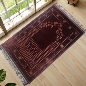 Tapis de prière en polyester doux antidérapant moderne turc Islam Tasbeeh coffret <span class=keywords><strong>cadeau</strong></span> pour la maison Ramadan pèlerinage voyage et utilisation de la voiture - Product Image 5