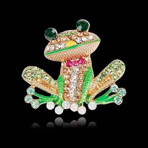 Luxueux minimaliste initiale été vert grenouille Art déco broche Premium <span class=keywords><strong>Cristal</strong></span> cubique Zircon <span class=keywords><strong>cristal</strong></span> strass alliage de mariage - Product Image 3