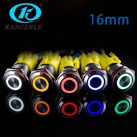 Échantillon de boutons-poussoirs intelligents 16B Smart Power Circle à LED, tête plate, verrouillables, miniatures, en acier inoxydable/aluminium, 5A 220VAC