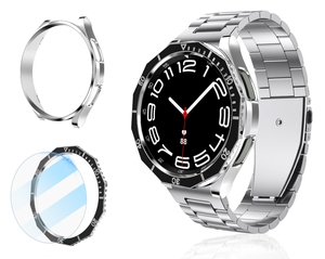 Protection d'écran compatible avec Samsung Watch 6 43 47 MM, coque de protection avec cadre gradué + coque électroplaquée, film trempé, housse de protection - Product Image 2