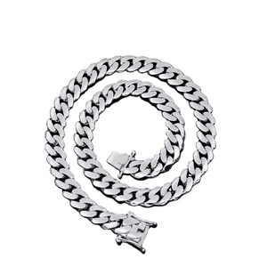 Collier chaîne cubaine simple en argent sterling 925 plaqué rhodium de style heavy metal personnalisé, bijoux hip-hop, 18 mm, pour rappeur - Product Image 1