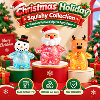 Jouets Squishy de Noël en TPR, remplis de gel pailleté, en forme de Père Noël, Bonhomme de neige, Renne, Arbre, à remontée lente, balles anti-stress à presser pour enfants et adultes