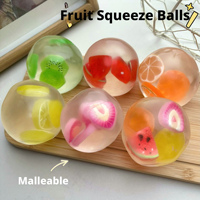 Balle anti-stress en plastique faite à la main, en forme de fruit ou de noix de coco, jouet de compression, balle de décompression en plastique pour la relaxation