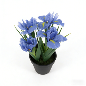 <span class=keywords><strong>Plantes</strong></span> artificielles en pot avec des fleurs d'<span class=keywords><strong>iris</strong></span> bleues et un faux sol, arrangement floral réaliste pour la décoration du salon et du balcon - Product Image 6