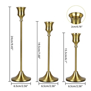 Set of <strong>3</strong> Gold Brass Candlestick Wedding Centerpieces Taper <strong>Candle</strong> <strong>Holder</strong> Metal <strong>Candle</strong> Stick <strong>Holder</strong> - Product Image 2