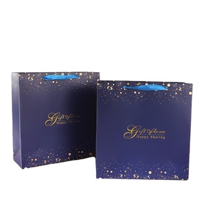 Kaka Tùy Chỉnh Đơn Giản Đồng Bằng Màu Xanh đậm Màu In Ấn Mua Sắm Tote Mang Theo Túi Giấy Với Twist Xử Lý - Product Image 2