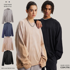 ARTIE 2025, nueva camiseta de manga larga para mujer, Retro, borde rizado con boca suelta, tinte en aerosol, estilo callejero para Otoño Invierno - Product Image 4