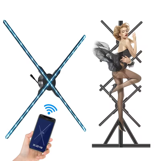 3*1 Splicing Synchronization Professional Led 3D Hologram Advertising Fan Display Equipment 3D Outdoor Hologram Fan