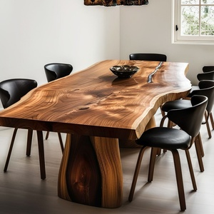 Whole Board Non-Spliced South American Walnut Natural Shape <strong>Table</strong> Top <strong>Live</strong> <strong>Edge</strong> 6-12 Seaters Wood Slab Wood Dining <strong>Table</strong> - Product Image 5