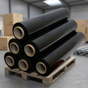 80ga Black LLDPE Soft Moisture Proof Stretch Film <b>Hand</b> Roll for Pallet Packaging Chemical Use - Product Image 3