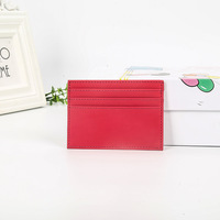 Pemegang Kartu ID Kulit Pu Ramping Warna Permen Pemegang Kartu Kredit Tipis Saku Depan Dompet Pemblokir RFID Dompet Minimalis Baru