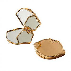 Wholesale Silver Lip Shape Metal <b>Compact</b> Double-sided Folding Portable Pocket Cosmetic <b>Mirror</b> 2x Personalized Feature - Product Image 4