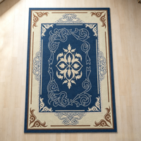 Tapis en polyester à poils ras, style médaillon européen nouveau classique/postmoderne, lavable en machine, pour salon et chambre à coucher