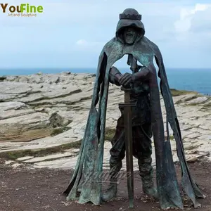 Life Size Bronze Statue of King Arthur Bronze Warrior with Sword Sculpture