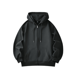 Áo khoác nam có mũ trùm đầu, cổ đứng, màu trơn, tay dài, kiểu dáng đa năng, có khóa kéo, thích hợp cho mùa xuân thu. - Product Image 1