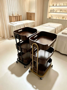 Carrito de Almacenamiento Móvil Moderno de Madera para Salón de Belleza, Peluquería, con 4 Ruedas - Product Image 6