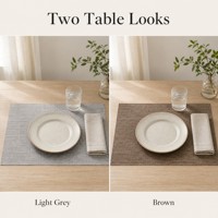 Ensemble de sets de table rectangulaires en tissu polyester tissé texturé de qualité supérieure, résistants à la chaleur et lavables, pour la maison et les restaurants