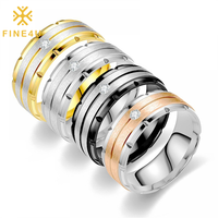 Vente en gros d'anneaux de couple pour femmes et hommes, bijoux en acier inoxydable plaqué or, bague de promesse pour couples