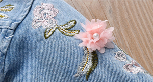 High Quality Baby <strong>Girls</strong> Autumn Denim Vintage Jeans <strong>Coat</strong> for <strong>Girl</strong> <strong>Toddler</strong> <strong>Girls</strong> Jean Jacket Rose Flower Embroidery - Product Image 5