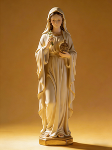 Estatua de la Virgen María Madre de Dios de 26 cm, Virgen María para Decoración del Hogar, Pintada a Mano, Santa María con Lirio, Material de Resina - Product Image 2