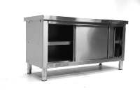 Armoire de cuisine, équipement de restaurant, table en acier inoxydable avec porte coulissante