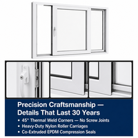 Fenêtre coulissante moderne insonorisée en PVC avec double vitrage Low-E à isolation thermique pour villa, résidence et cuisine