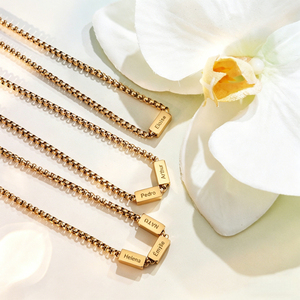 Collana con Barretta Quadrata <span class=keywords><strong>in</strong></span> Acciaio Inox Personalizzata con <span class=keywords><strong>Nome</strong></span> Inciso, 1/2/3 Pezzi, Regalo per Festa <span class=keywords><strong>della</strong></span> Mamma, del Papà, San Valentino, Compleanno - Product Image 3