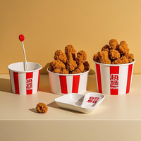 Seau et gobelets en papier artisanal jetables personnalisables, épaissis, recyclables pour les plats de collation de poulet frit grillé
