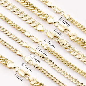 Fashion Jewelry 14K Read Gold Filled Plated Hip Hop Necklace Cadenas Cubana De Oro Franco Miami Diamond Cut Cuban Link Men Chain