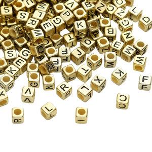 Acrylic English Alphabet Mixed Shapes Square &amp; Round Handmade DIY Bracelet Beads 50/<strong>Bag</strong> - Product Image 5