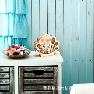 Wooden Seashell Storage <b>Box</b> <b>Heart</b> <b>Shape</b> Natural Wood Color Transparent Acrylic Panel Desktop Decorative Storage <b>Box</b> - Product Image 2